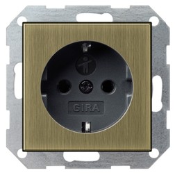 Розетка с/з с защитными шторками Gira System 55 Бронза/Черный 