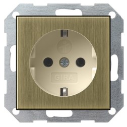 Розетка с/з с защитными шторками Gira System 55 Бронза/Кремовый 