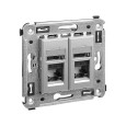 Компьютерная розетка RJ-45 в стену кат.5e двойная DKC Avanti, закаленная сталь 