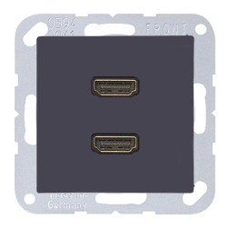 Розетка HDMI 2 местная Jung A Антрацит механихм+накладка 