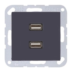 Розетка USB-удлинитель 2 местная Jung A Антрацит механизм+накладка 