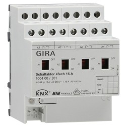 Реле, 4-канальное, 16 A с ручным управлением Gira KNX/EIB REG plus-типа 