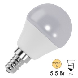 Лампа светодиодная шарик FL-LED GL45 5,5W 2700К 220V E14 45х80 510Лм теплый свет 