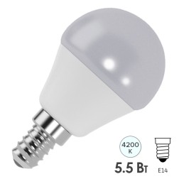 Лампа светодиодная шарик FL-LED GL45 5,5W 4200К 220V E14 45х80 510Лм белый свет 