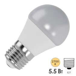 Лампа светодиодная шарик FL-LED GL45 5,5W 2700К 220V E27 45х80 510Лм теплый свет 