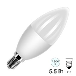 Лампа светодиодная свеча FL-LED C37 5,5W 4200К 220V E14 37х108 510Лм белый свет 