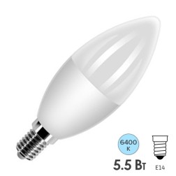 Лампа светодиодная свеча FL-LED C37 5,5W 6400К 220V E14 37х108 510Лм холодный свет 