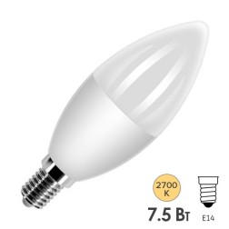 Лампа светодиодная свеча FL-LED C37 7,5W 2700К 220V E14 37х108 700Лм теплый свет 