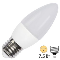 Лампа светодиодная свеча FL-LED C37 7,5W 2700К 220V E27 37х108 700Лм теплый свет 