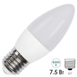 Лампа светодиодная свеча FL-LED C37 7,5W 4200К 220V E27 37х108 700Лм белый свет 