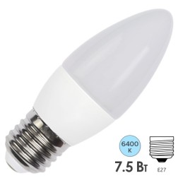 Лампа светодиодная свеча FL-LED C37 7,5W 6400К 220V E27 37х108 700Лм холодный свет 