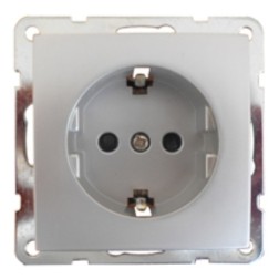 Розетка  с з/к, со шторками Экопласт LK60, серебристый металлик  Розетка  с з/к, со шторками Экопласт LK60, серебристый металлик