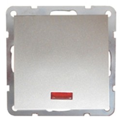 Выключатель 1-кл., c индикатором (схема 1L) 16 A, 250 B Экопласт LK60, серебристый металлик 