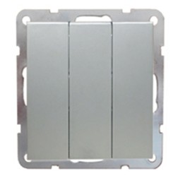 Выключатель 3-кл.  (схема 1+1+1) 16 A, 250 B Экопласт LK60, серебристый металлик 