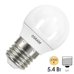 Лампа светодиодная шарик Osram LED CLAS P FR 40 5,7W/827 240° 470lm 220V E27 