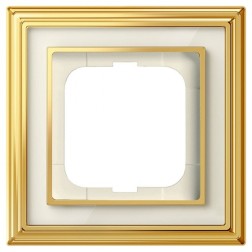 Рамка 1-постовая АВВ Династия, Латунь полированная/белое стекло (1721-838-500) 