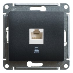 Розетка компьютерная RJ45 кат.5E механизм SE Glossa, антрацит 