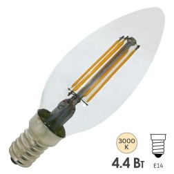 Лампа филаментная светодиодная свеча FL-LED Filament C35 4.4W 3000К 220V 440lm E14 теплый свет 