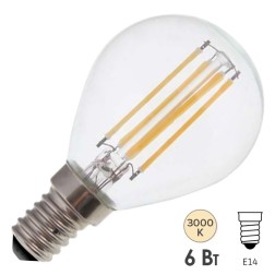 Лампа филаментная светодиодная шарик FL-LED Filament  G45 6W 3000К 220V 600lm E14 теплый свет 