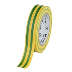 Изолента ПВХ 3M Temflex 1300 желто-зеленая 15мм х 10 метров (от 0°С до +60°С) 