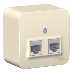 Розетка двойная RJ45 + RJ11 Blanca Schneider Electric молочная изол.пластина 