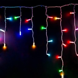 Гирлянда бахрома светодиодная 4,8х0,6м 176LED RGB IP44, постоянное свечение,прозрачный провод 