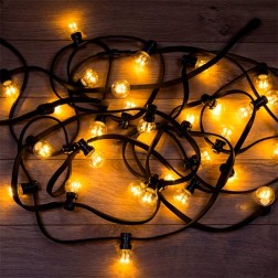 Гирлянда LED Galaxy Bulb String 10м, черный КАУЧУК, 30 ламп*6 LED ЖЕЛТЫЕ, влагостойкая IP65 