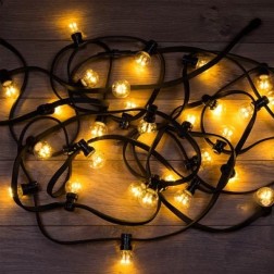 Гирлянда LED Galaxy Bulb String 10м, черный КАУЧУК, 30 ламп*6 LED ТЕПЛО-БЕЛЫЕ, влагостойкая IP65 