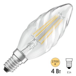 Лампа филаментная светодиодная свеча витая Osram LED Retrofit CLAS BW 40 4W/827 470lm E14 Filament 