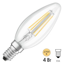 Лампа филаментная светодиодная свеча Osram LED Retrofit CLAS B 40 4W/827 470lm E14 Filament 