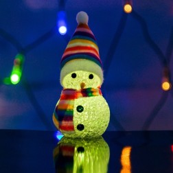 Фигура светодиодная Снеговик 1LED RGB 10см Питание от 3 AG13/AG10 (батарейки в комплекте) 
