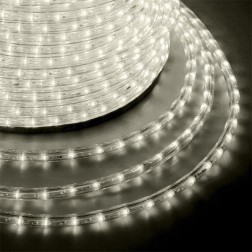 Светодиодный дюралайт 2W теплый белый 24 LED/1,6Вт/м, эффект мерцания, D13мм, бухта 100м 
