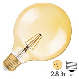 Лампа филаментная светодиодная шар Osram LED Vintage GLOBE G125 21 2.8W/824 200lm E27 Filament 