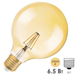 Лампа филаментная шар Osram LED Vintage GLOBE G125 51 6,5W/824 DIM 725Lm E27 Filament 