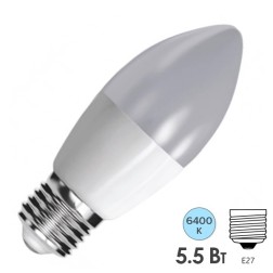 Лампа светодиодная свеча FL-LED C37 5,5W 6400К 220V E27 37х108 510Лм холодный свет 