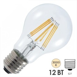 Лампа филаментная светодиодная FL-LED Filament A60 12W 3000К 220V E27 1200Lm теплый свет 