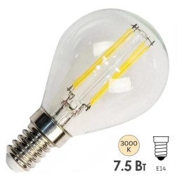 Лампа филаментная светодиодная шарик FL-LED Filament G45 7.5W 3000К 220V 600lm E14 теплый свет 