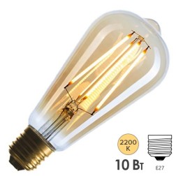 Лампа филаментная светодиодная FL-LED Vintage ST64 10W 2200К 220V E27 1000Lm D64x140mm Foton 