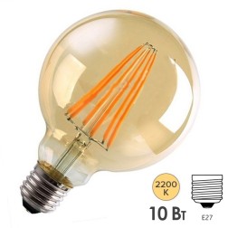 Лампа филаментная светодиодная шар FL-LED Vintage G95 10W 2200K 220V E27 1000Lm D95x140mm Foton 