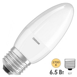 Лампа светодиодная свеча Osram LED CLAS B FR 60  6.5W/830 240° 550lm 220V E27 