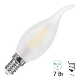 Лампа филаментная светодиодная свеча на ветру Feron LB-167 7W 4000K 230V 740lm E14 DIM filament 