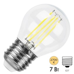 Лампа филаментная светодиодная шарик Feron LB-52 G45 7W 2700K 230V E27 filament теплый свет 