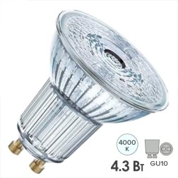 Лампа светодиодная Osram LED PARATHOM PAR16 50 4.3W/840 230V GU10 120° широкий угол 350lm d51x55mm 