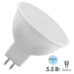 Лампа светодиодная FL-LED MR16 5.5W 6400K 12V GU5.3 510Lm d50x56mm 