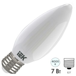 Лампа LED C35 свеча матовая 7Вт 230В 4000К E27 серия 360° IEK 616385 