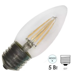 Лампа филаментная светодиодная свеча Osram LED SCL B 60 5W/840 230V CL E27 600lm Filament 