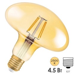 Лампа филаментная светодиодная Osram гриб Vintage 1906 LED CL GOLD 4.5W/824 E27 L120x120mm 