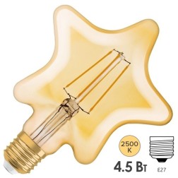 Лампа филаментная светодиодная Osram звезда Vintage 1906 LED CL GOLD 4.5W/824 E27 L165x125mm 