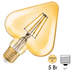 Лампа филаментная светодиодная Osram сердце Vintage 1906 LED CL GOLD 4.5W/824 E27 L165x125mm 
