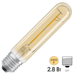 Лампа филаментная светодиодная Osram циллиндр Vintage 1906 LED CL GOLD 2,8W/824 E27 L138x29mm 